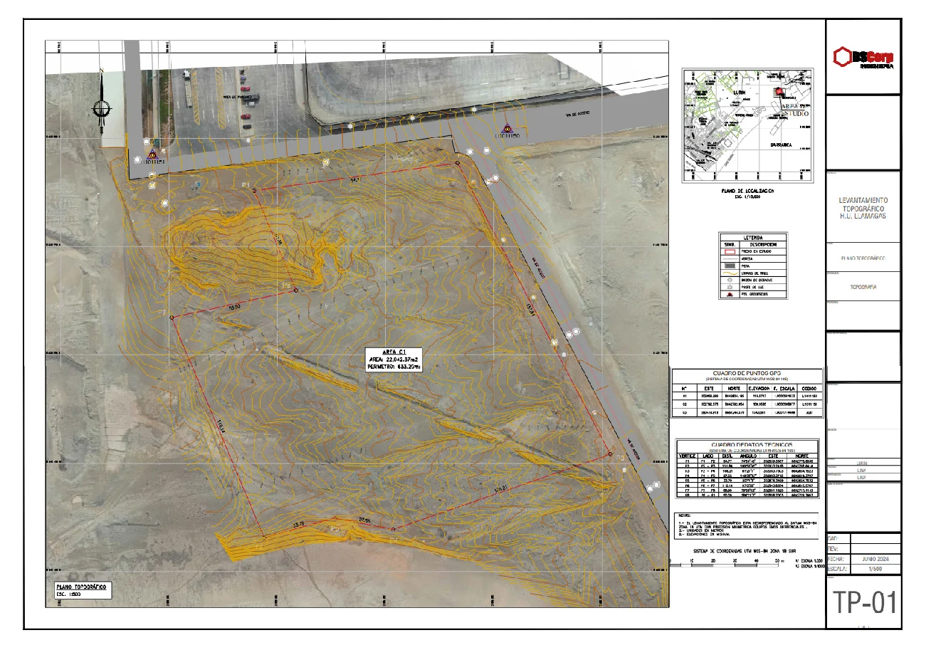 Levantamiento Topográfico lote Llamagas